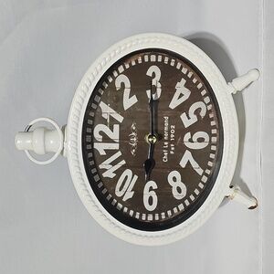 Rustic Iron and Glass Oval Desktop Clock